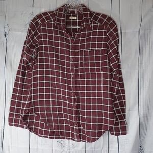 Hollister Women's Burgundy Plaid Casual Flannel Shirt